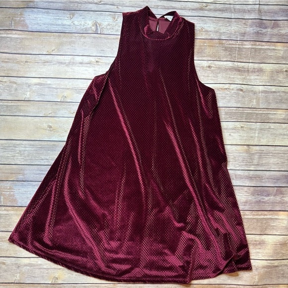 Everly Maroon Velvet Dress Sleeveless A Line Small Lined Burgundy Wine Nordstrom - Picture 1 of 12
